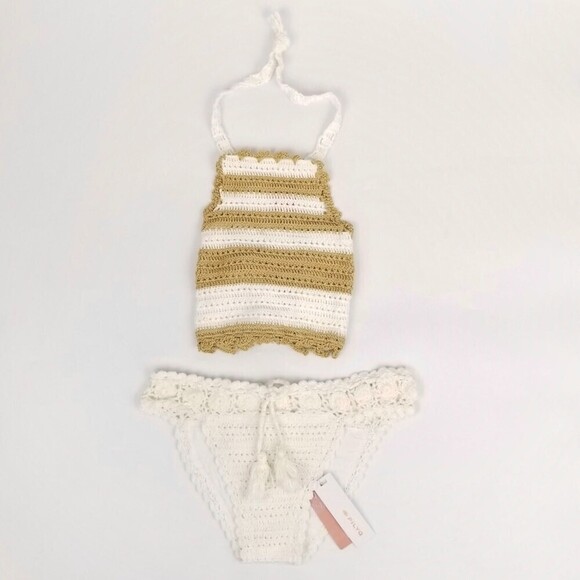 NWT PQ Swim Blair Halter Bikini Top and Lux Crochet Bikini Bottom Set S/M - Picture 4 of 9